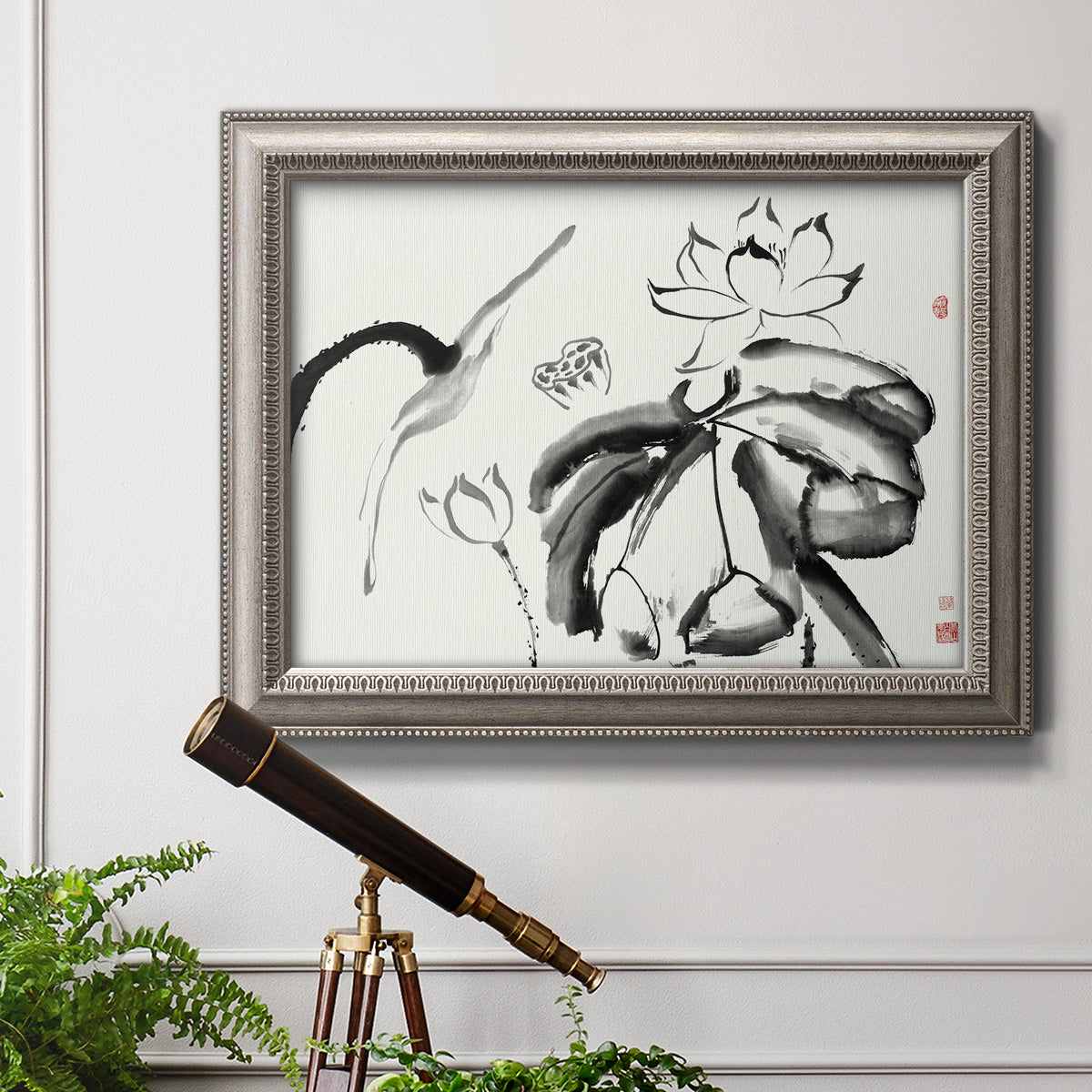 Lotus Study III Premium Framed Canvas- Ready to Hang