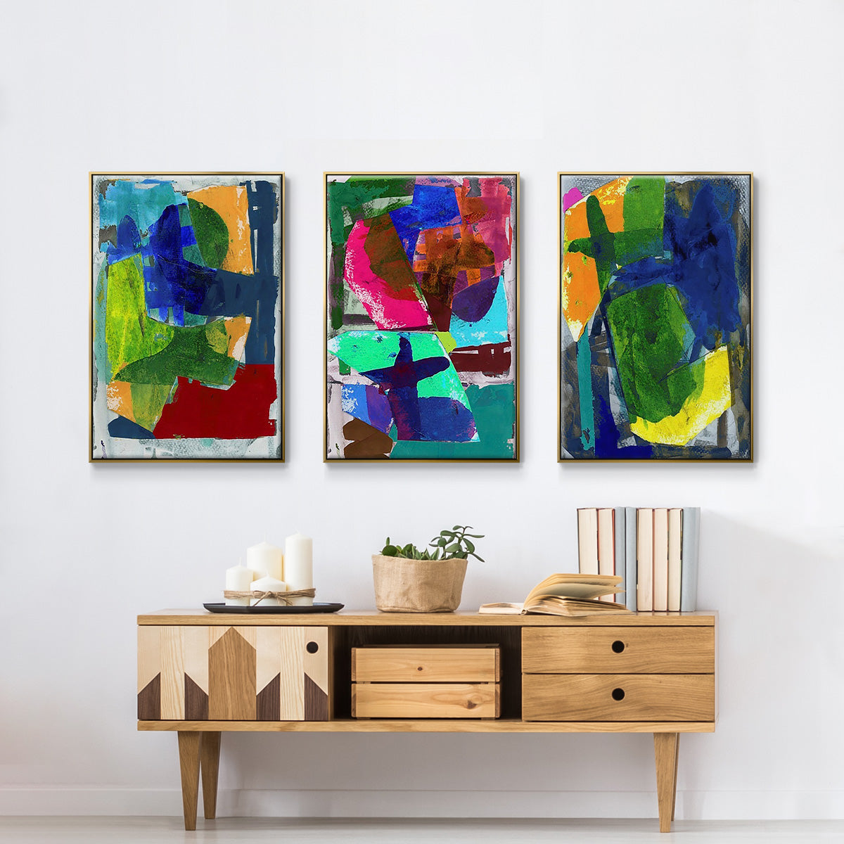 Brights Strokes I - Floater Framed Canvas Set