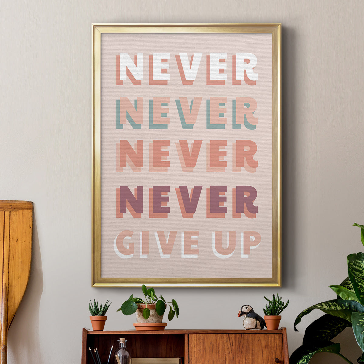 Never Give Up - Modern Framed Canvas Print