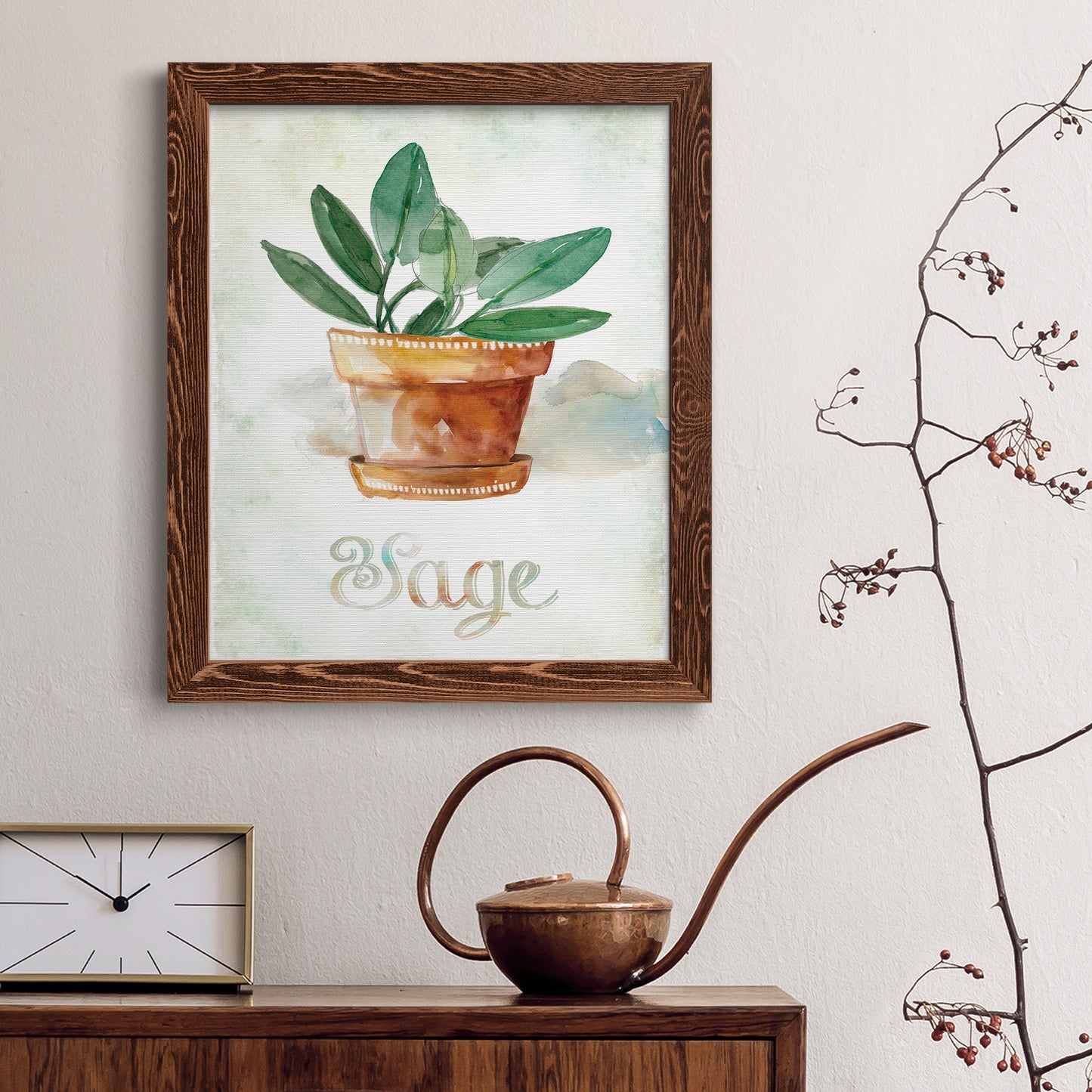 Potted Sage - Premium Canvas Framed in Barnwood - Ready to Hang