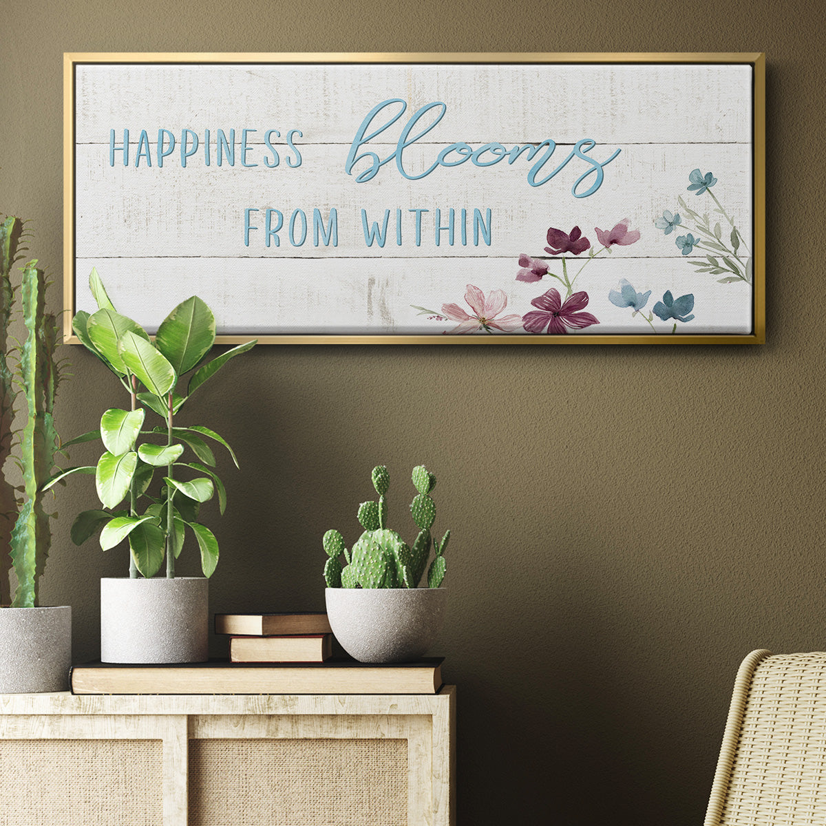 Happiness Blooms - Floater Framed Canvas Print
