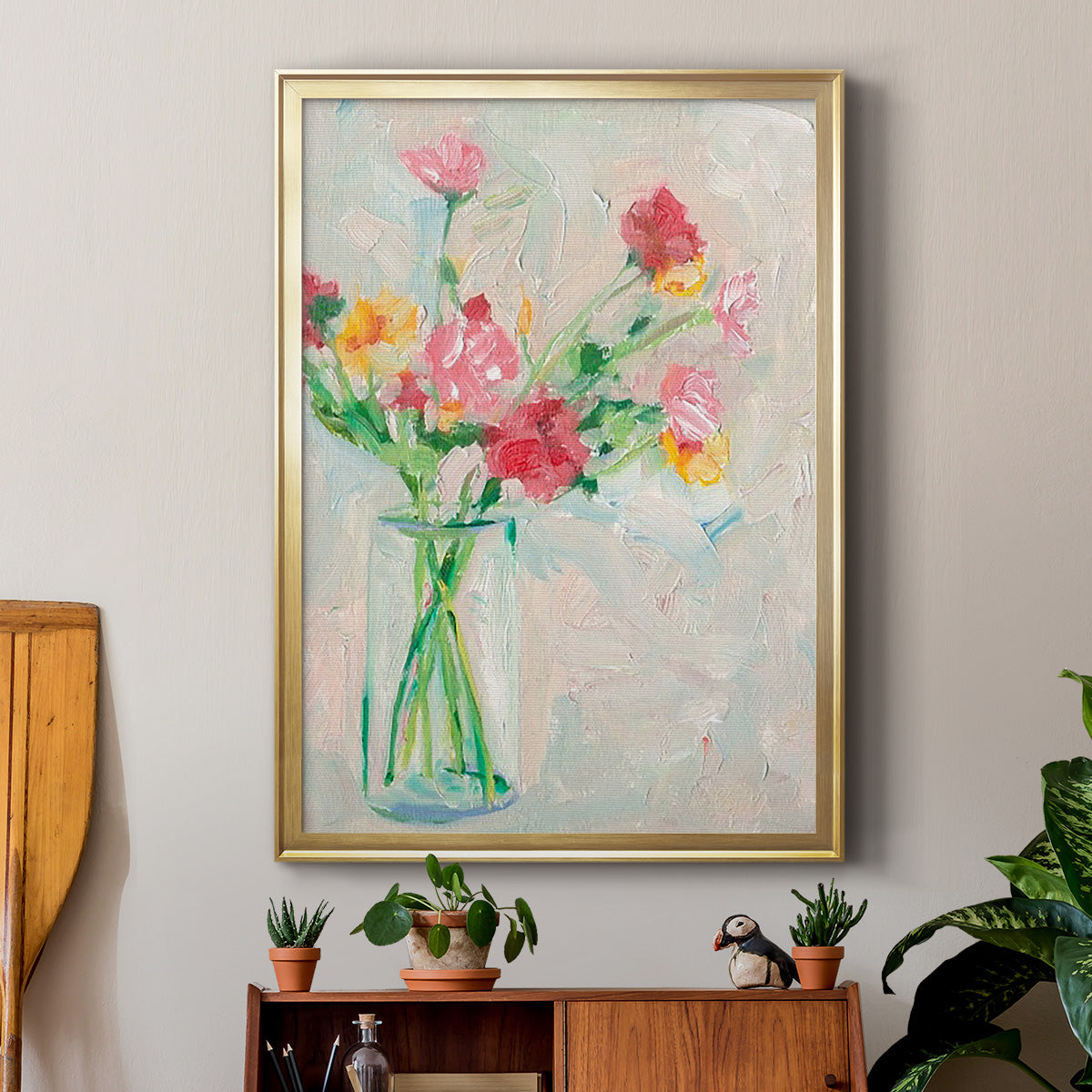 Painterly Soft Bouquet I - Modern Framed Canvas Print