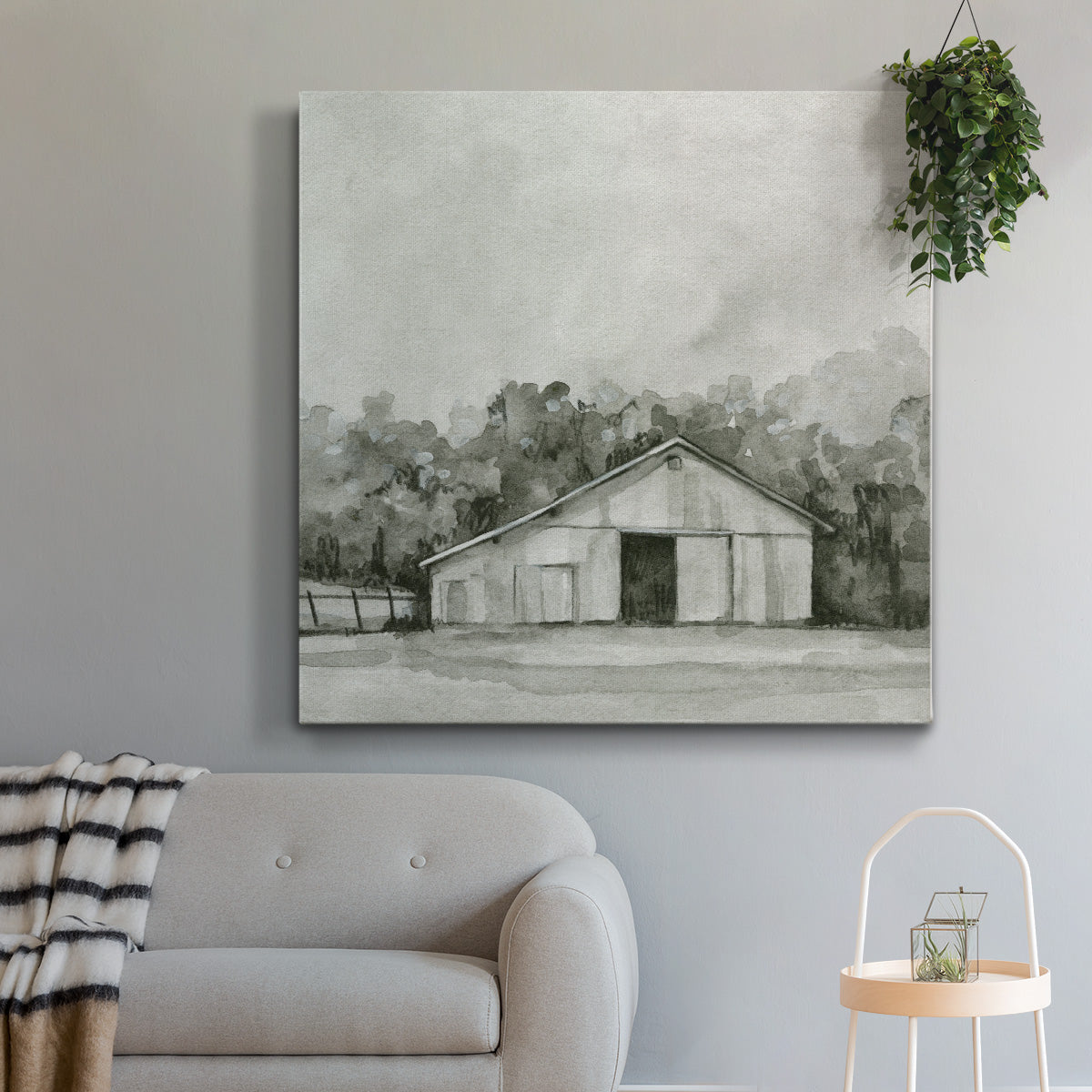 Solemn Barn Sketch IV-Premium Gallery Wrapped Canvas - Ready to Hang