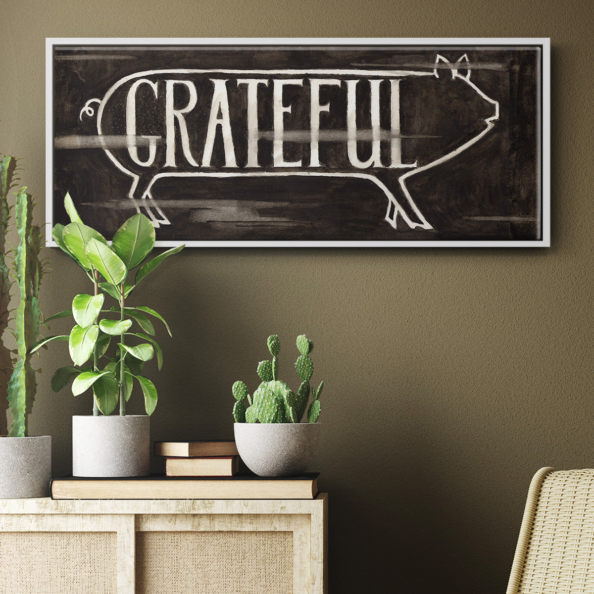 Grateful Pig - Floater Framed Canvas Print