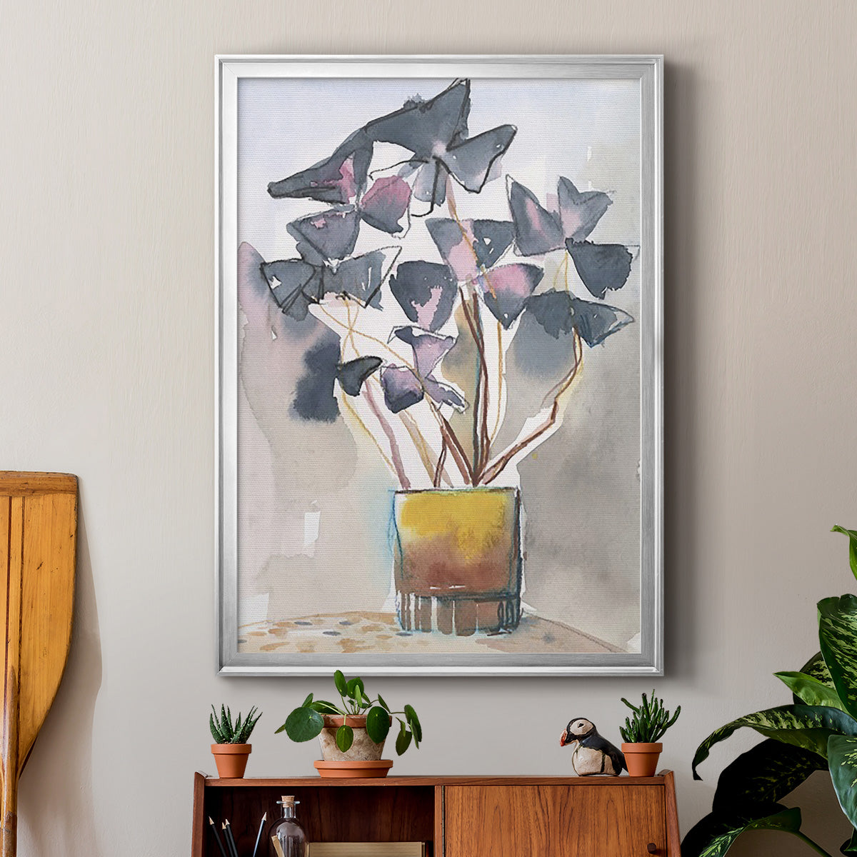 Oxalis in Vase II - Modern Framed Canvas Print