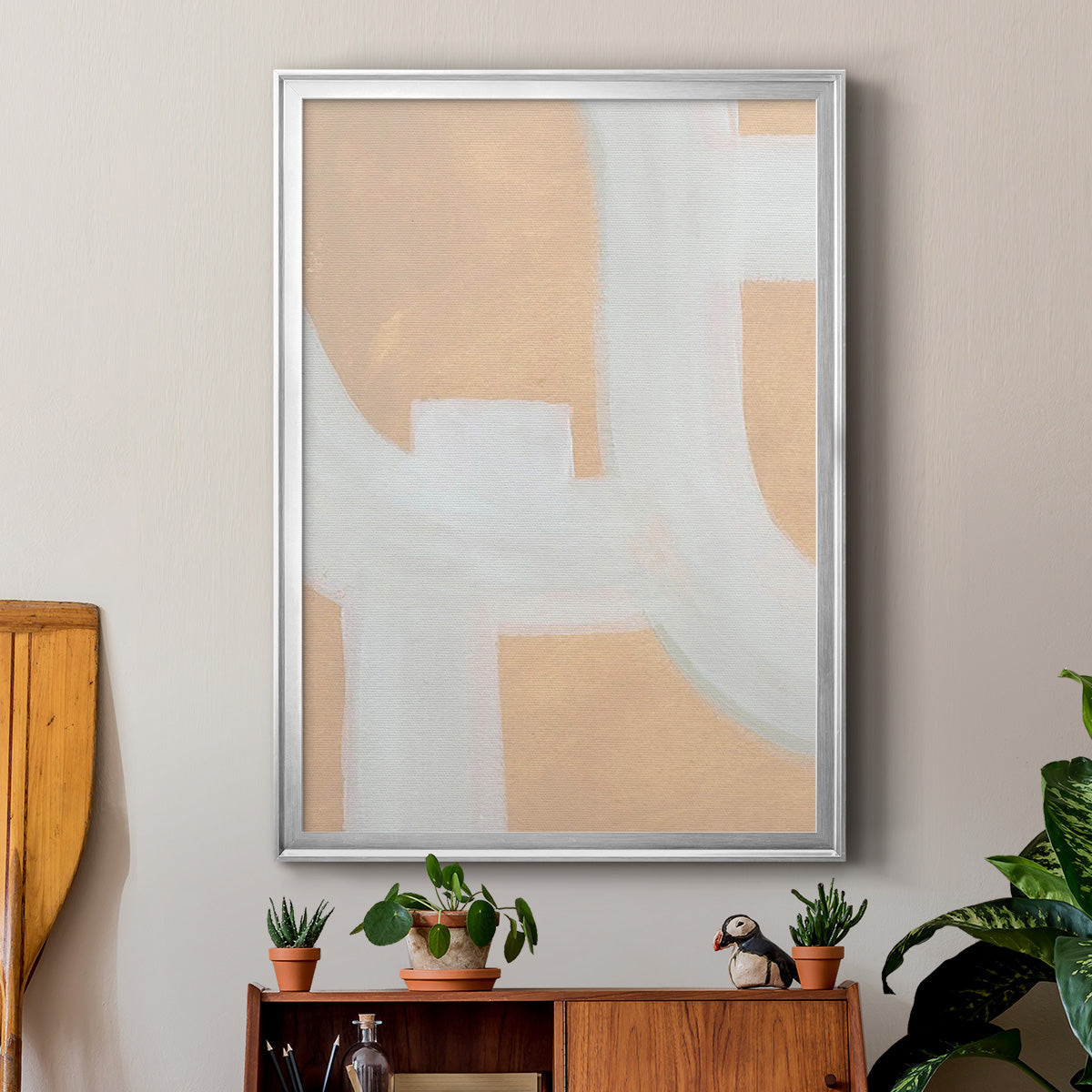 Neutral Winding Paths II - Modern Framed Canvas Print