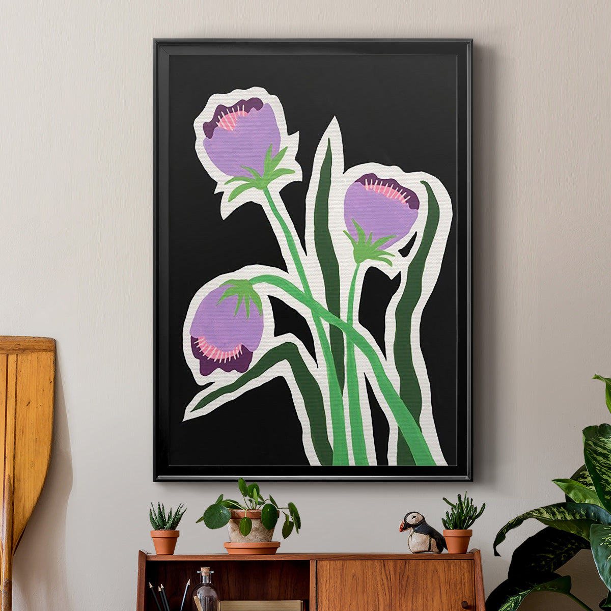 Pop Flowers II - Modern Framed Canvas Print