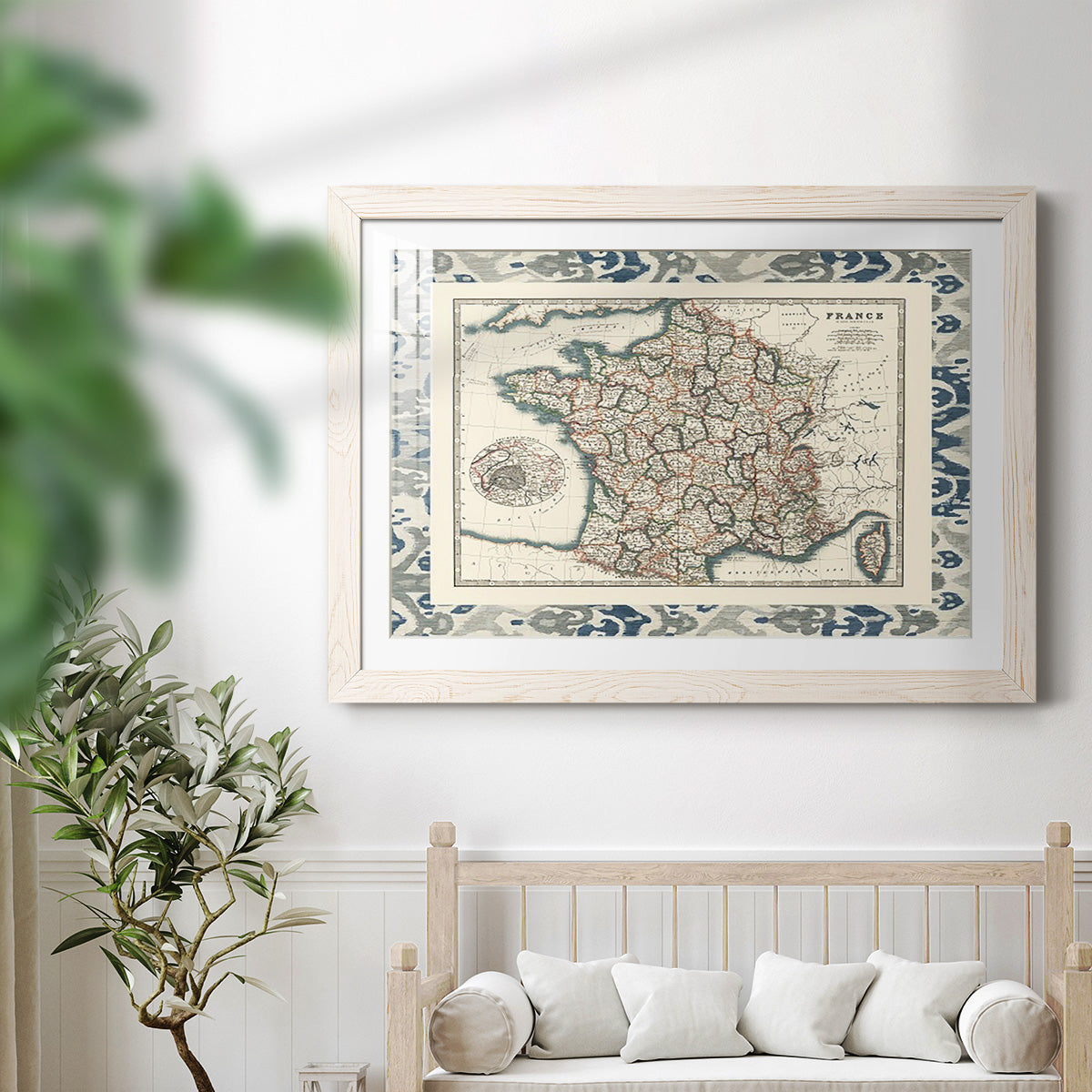 Bordered Map of France-Premium Framed Print - Ready to Hang