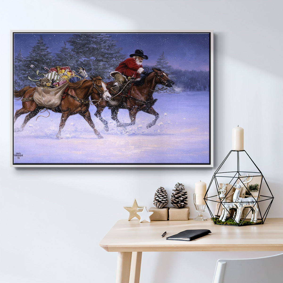 Christmas Rush - Framed Gallery Wrapped Canvas in Floating Frame