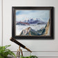 Impressionist alpine mountain landscape by John Singer Sargent in an ornate black frame with gilded inner detail displayed in a light-toned interior setting.
