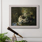 Groundbreaking impressionist picnic scene by Édouard Manet in an ornate weathered white frame displayed in a light-toned interior setting.