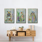 Fantastic Florals Owl - Framed Premium Gallery Wrapped Canvas L Frame 3 Piece Set - Ready to Hang