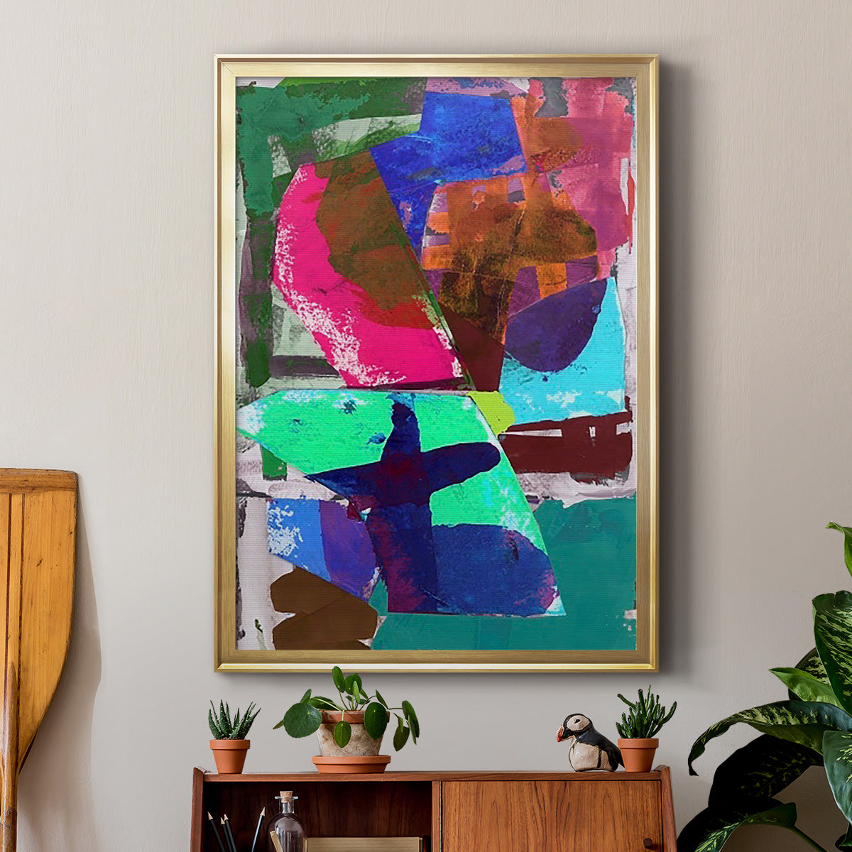 Brights Strokes III - Modern Framed Canvas Print