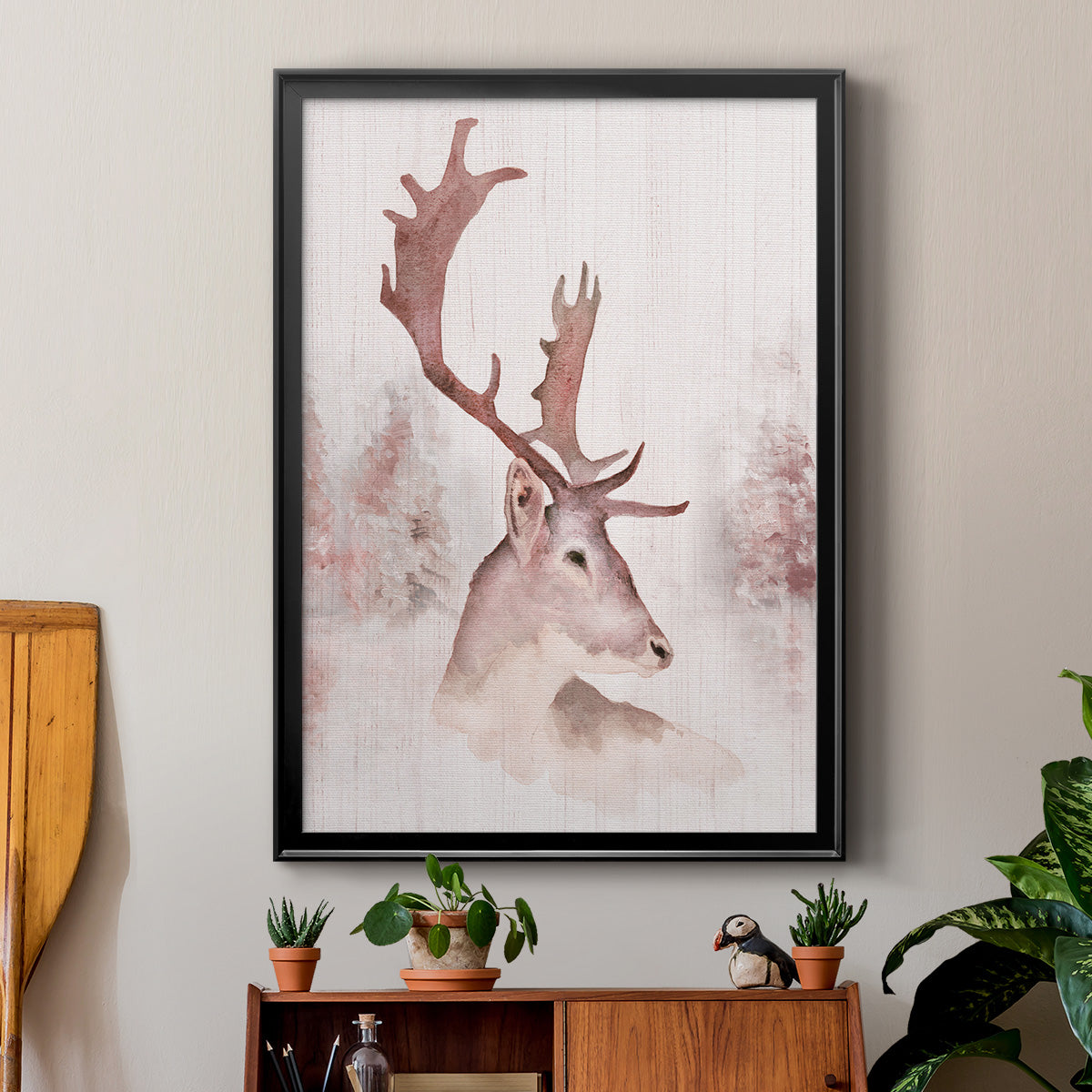 Blush Deer - Modern Framed Canvas Print