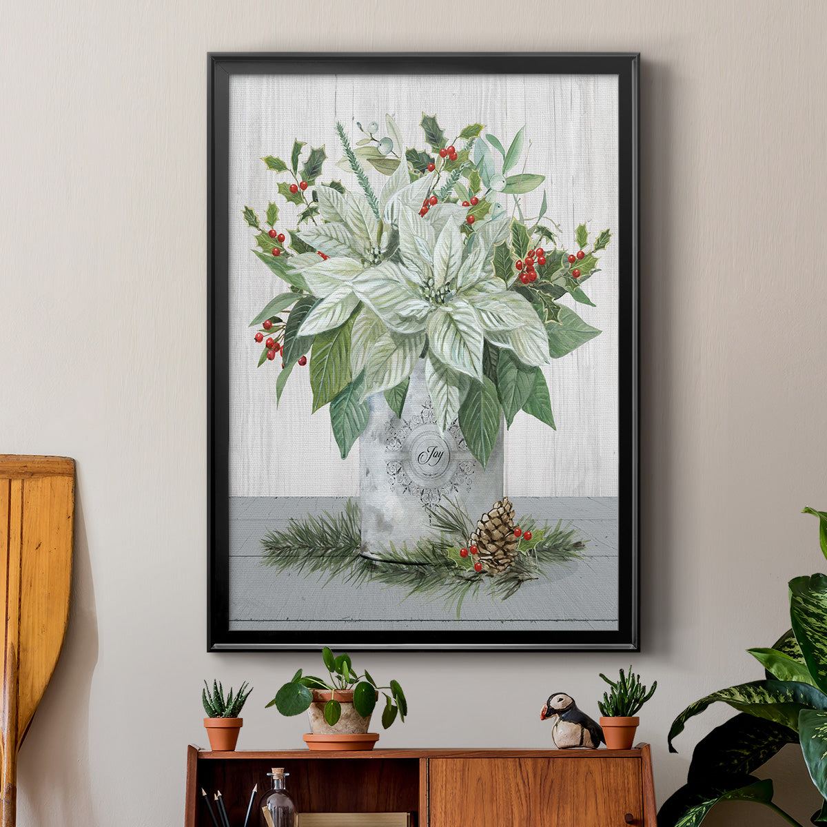 Farmhouse Christmas Joy - Modern Framed Canvas Print