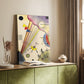Canvas art print of a modern image with clean lines and strong contrast styled in a home decor setting.