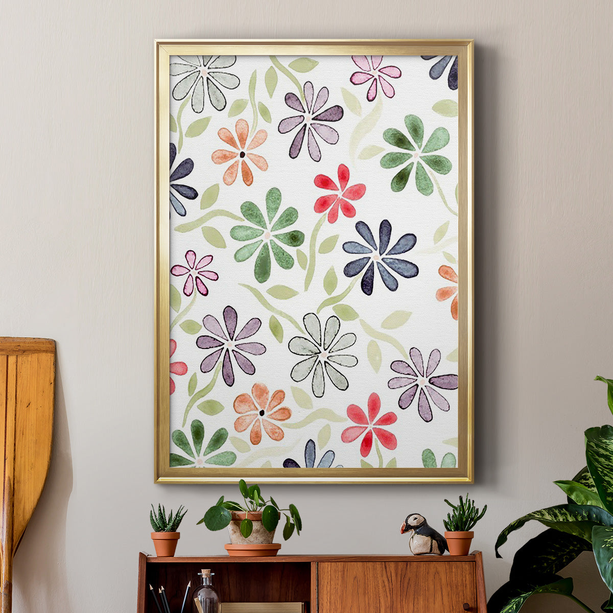 Faded Flowers I - Modern Framed Canvas Print