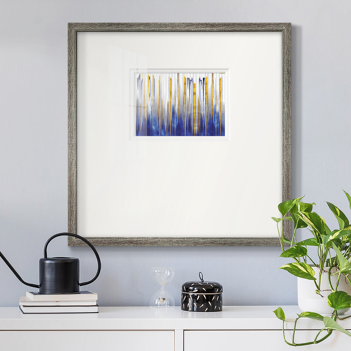 Blue and Gold Abstract V - Double Matboard Framed Print