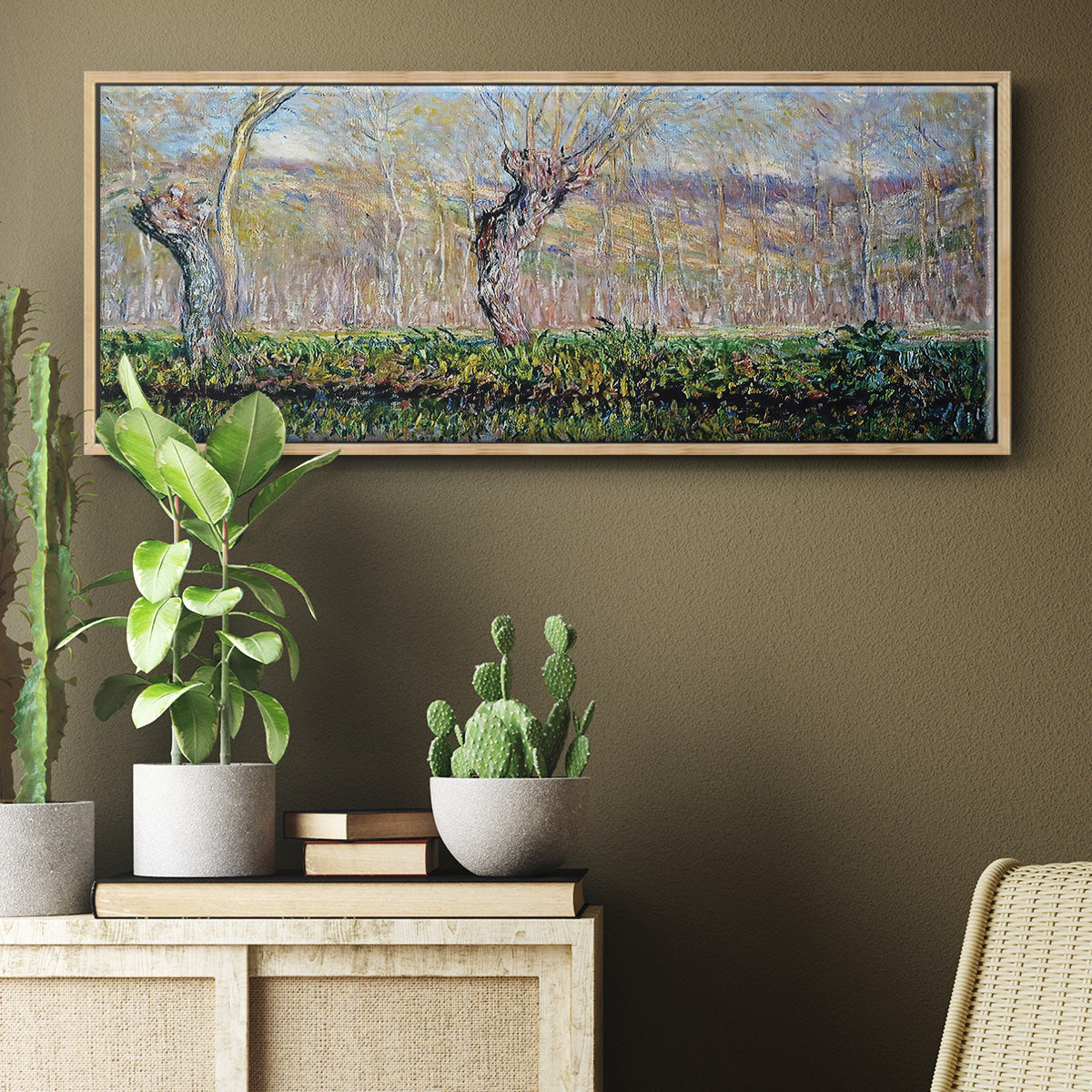 The Banks of the River Epte in Springtime, 1885 - Floater Framed Canvas Print