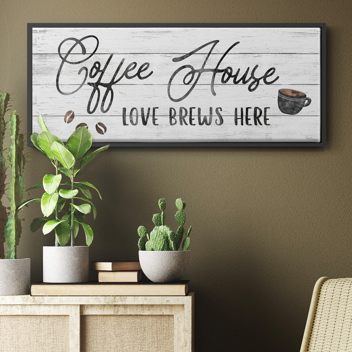 Love Brews - Floater Framed Canvas Print