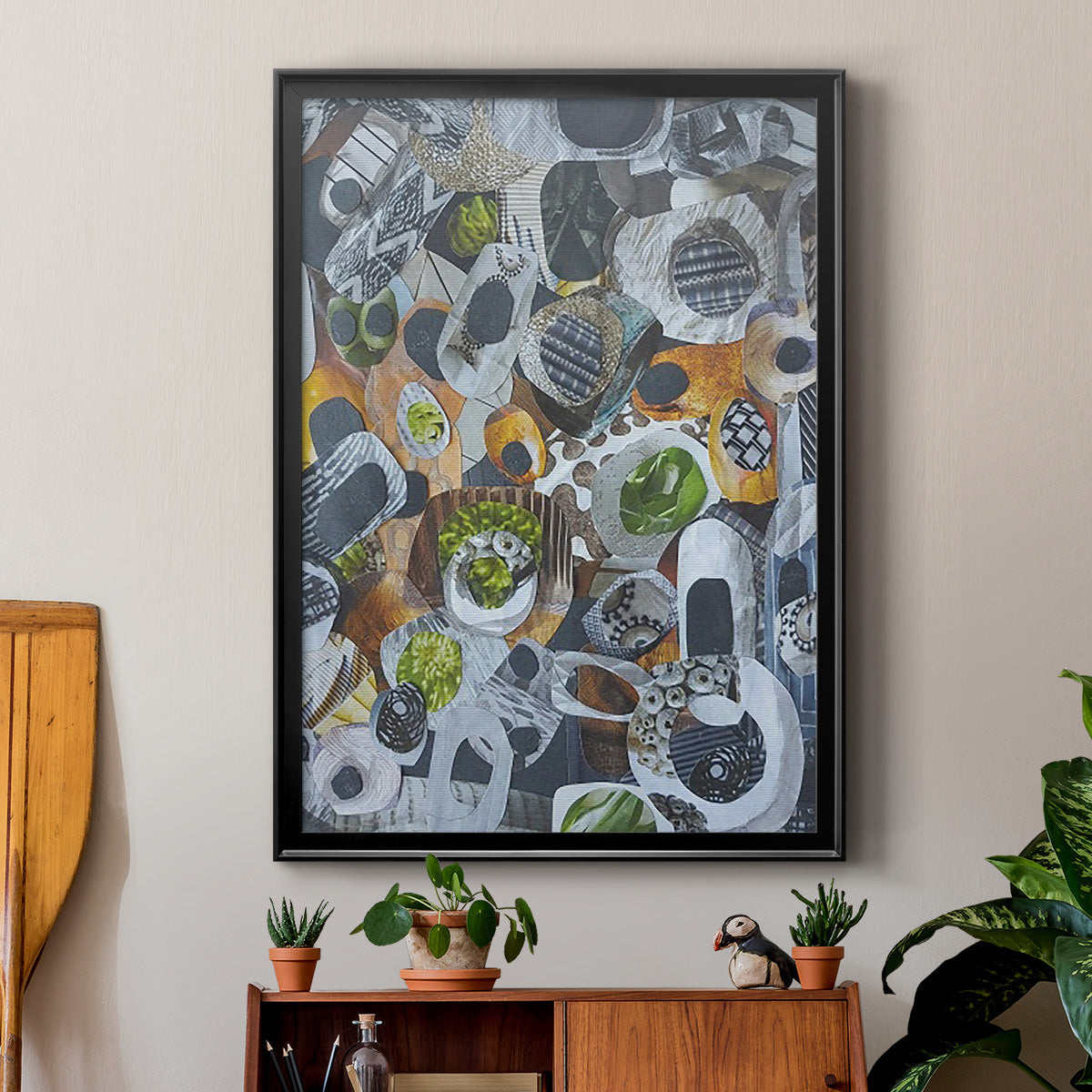 Big Sur Stones and Kelp - Modern Framed Canvas Print