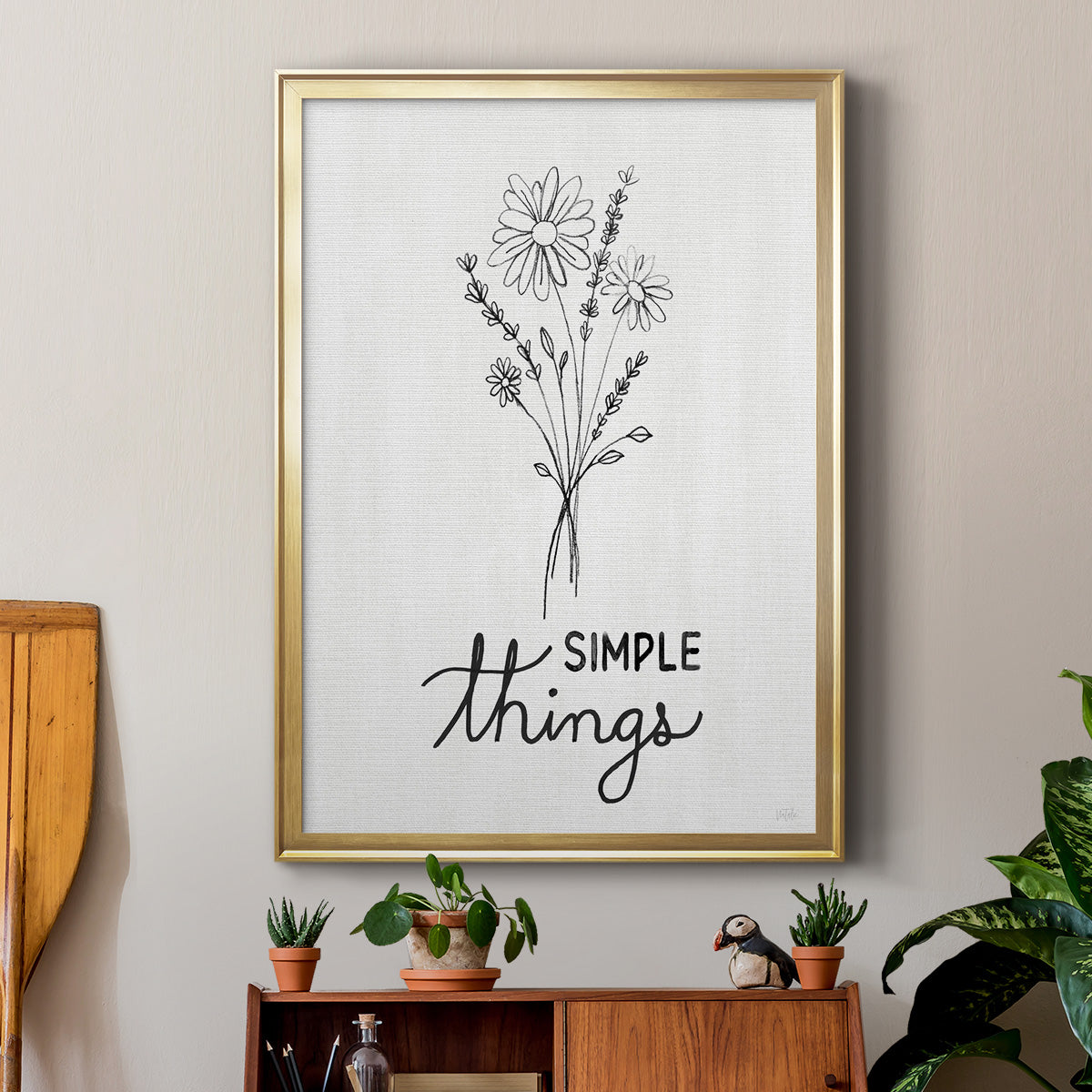 Simple Things Sketch - Modern Framed Canvas Print