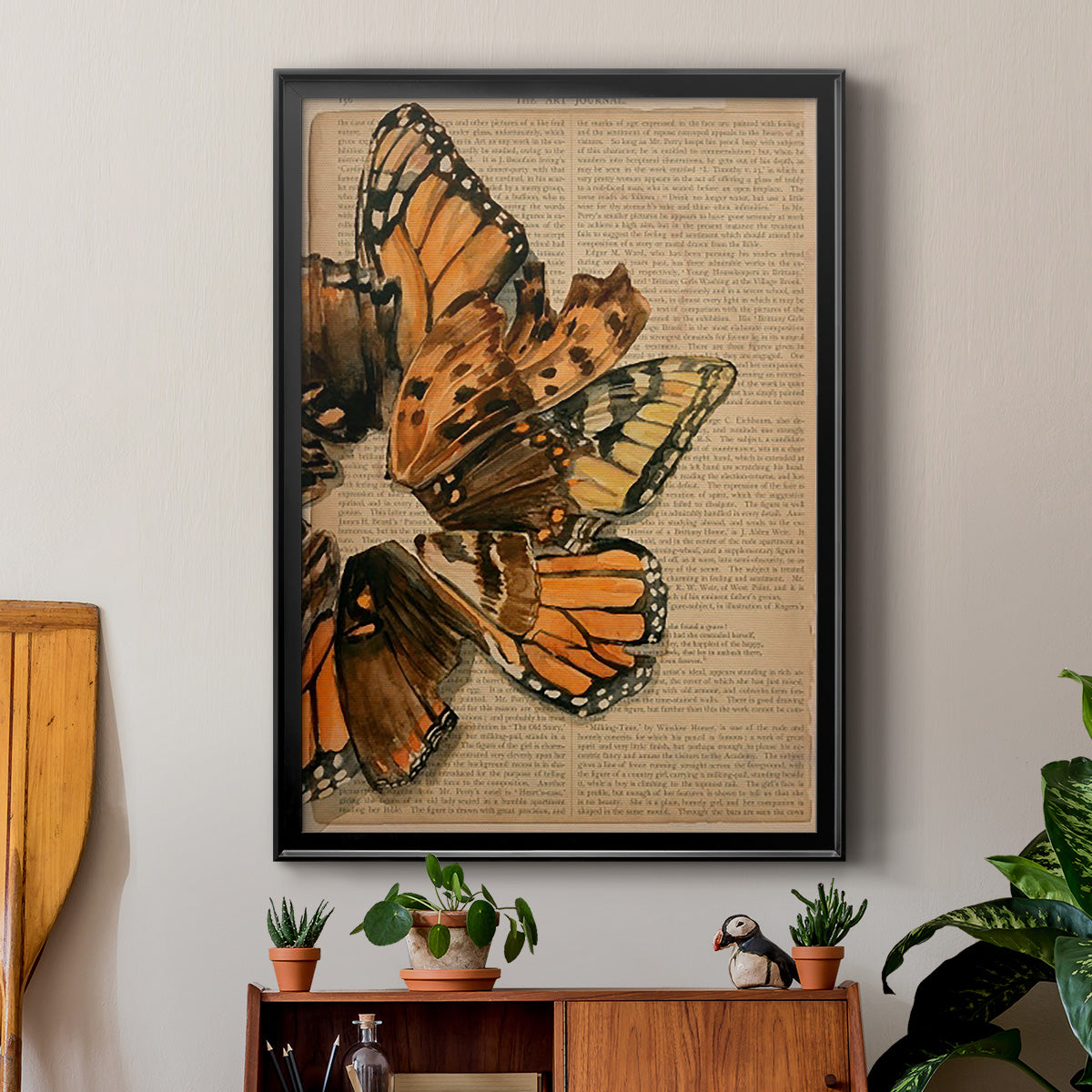 Winged Wreath I - Modern Framed Canvas Print