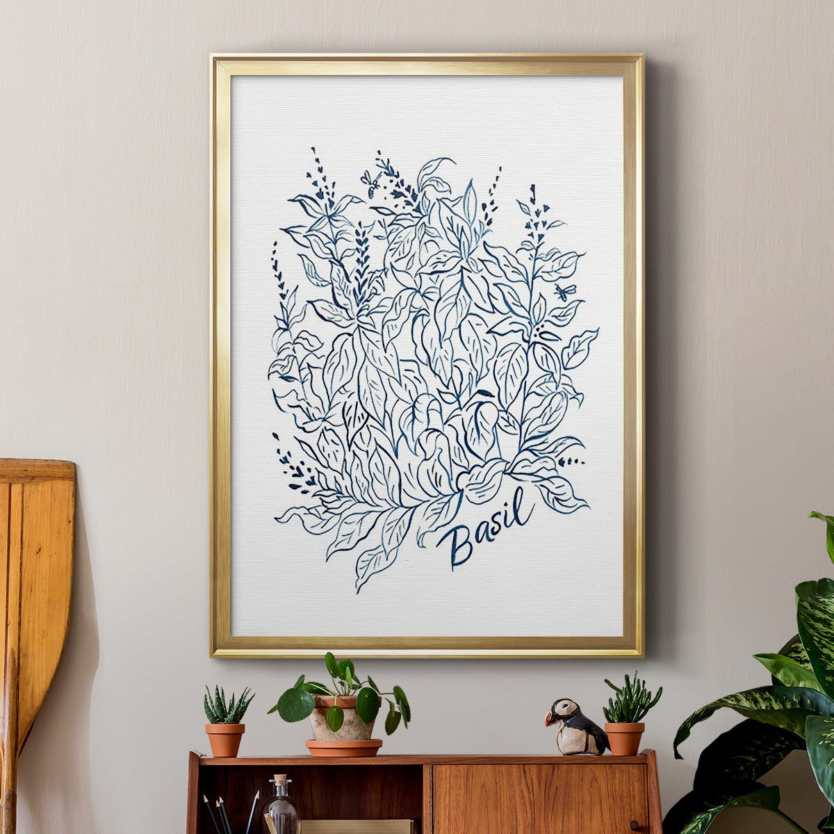 Summer Herb Garden Sketches I - Modern Framed Canvas Print