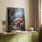 Canvas art print of a playful composition with movement and soft pastel tones styled in a home decor setting.