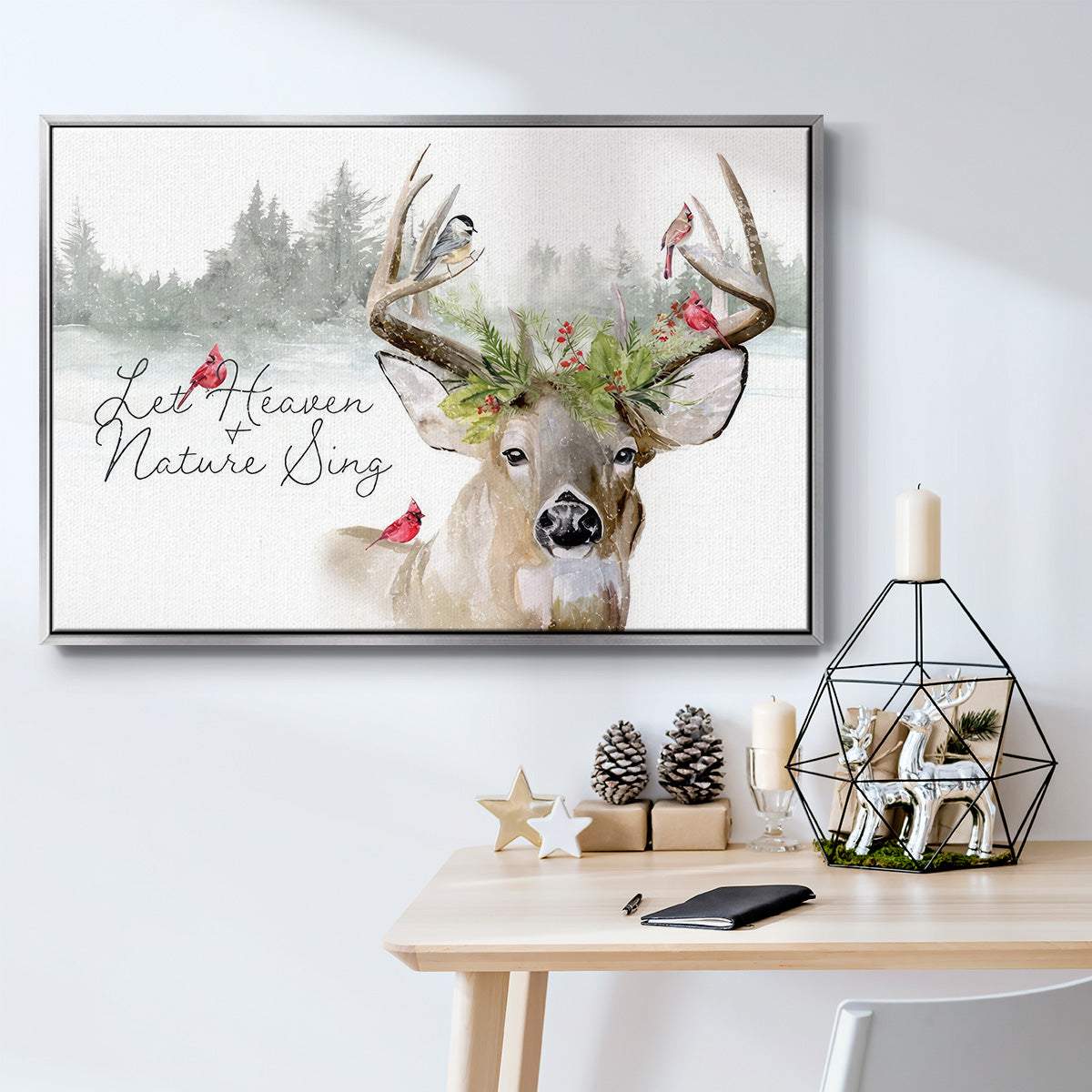Holiday Deer Collection A - Floater Framed Canvas Print