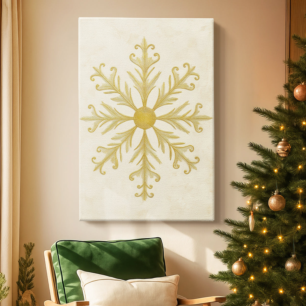 Tinsel-Gold Nativity Green - Canvas Art Print