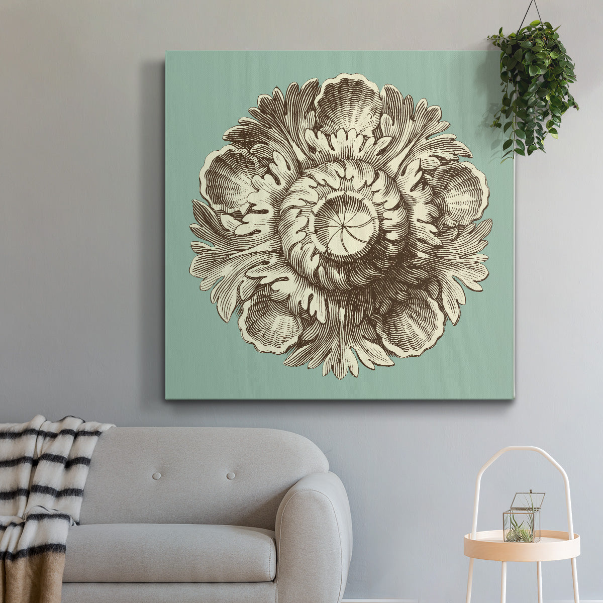 CKd Celadon&Mocha Rosette III (NC) - Canvas Art Print