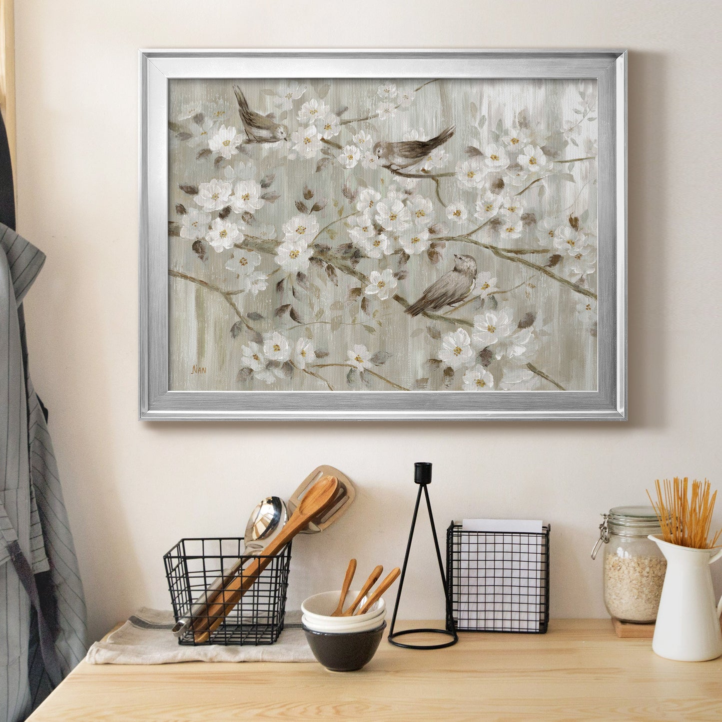 Neutral Spring Birds Premium Classic Framed Canvas - Ready to Hang