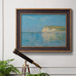 Impressionist coastal low-tide seascape at Pourville by Claude Monet in an ornate bronzed mahogany wood frame displayed in a light-toned interior setting.
