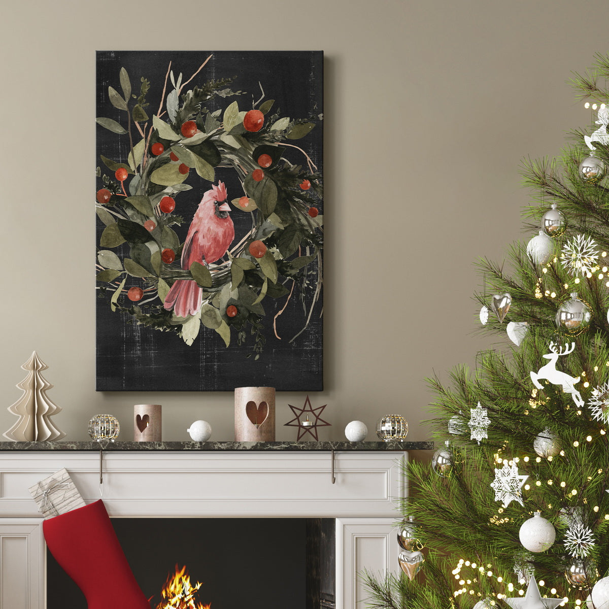 Christmas Cardinal II Premium Gallery Wrapped Canvas - Ready to Hang