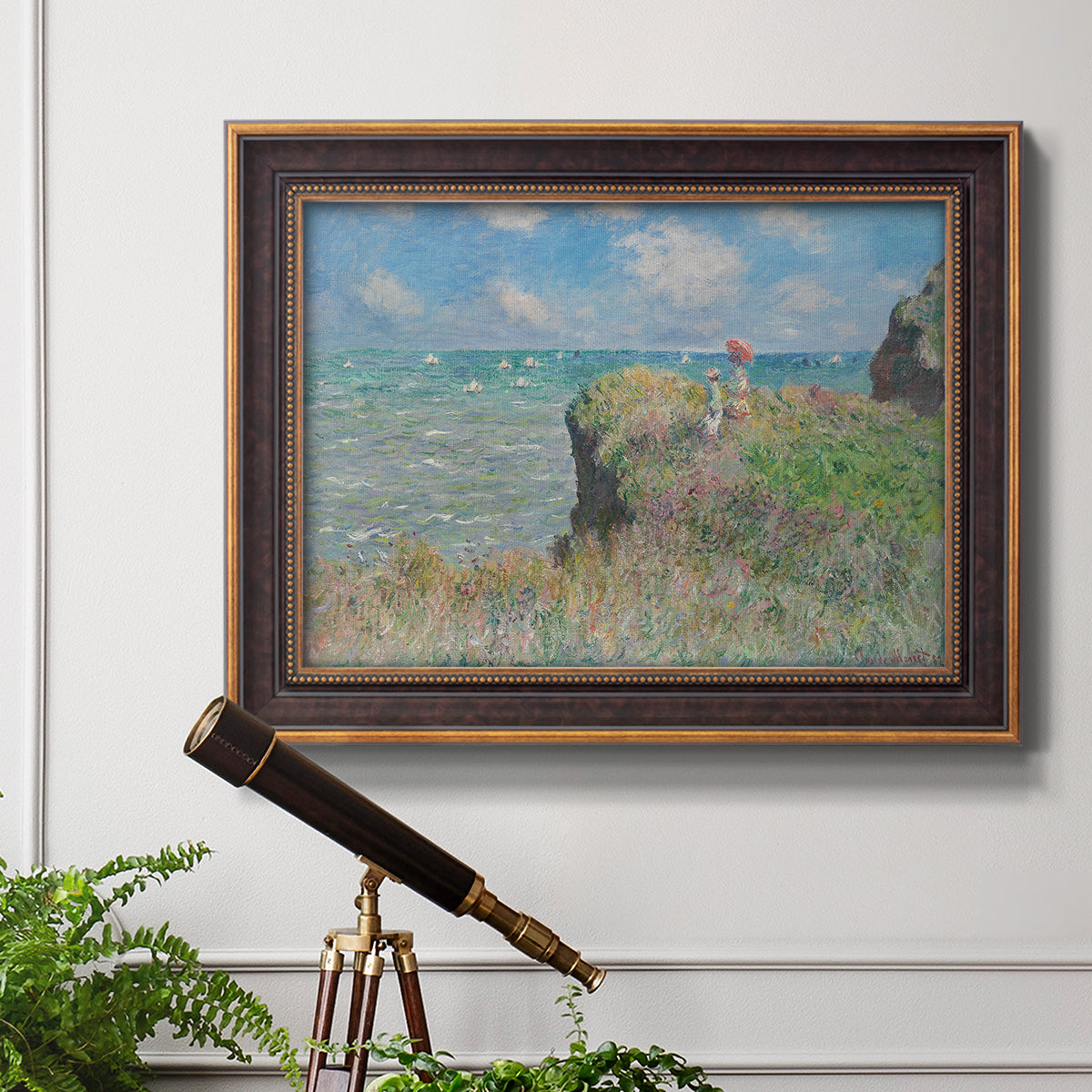 Cliff Walk At Pourville, 1882 - Ornate Framed Canvas Print