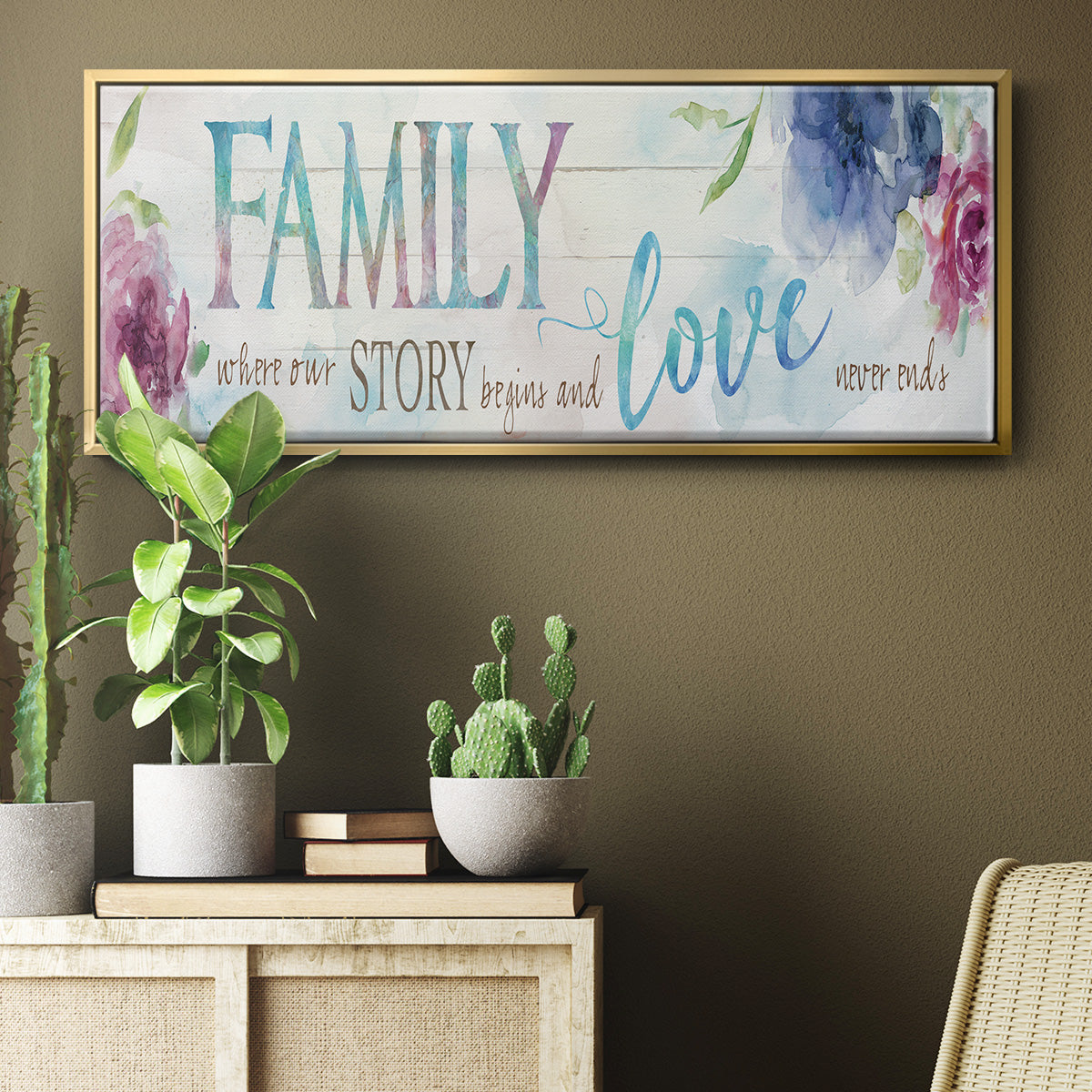 Family Love Story - Floater Framed Canvas Print