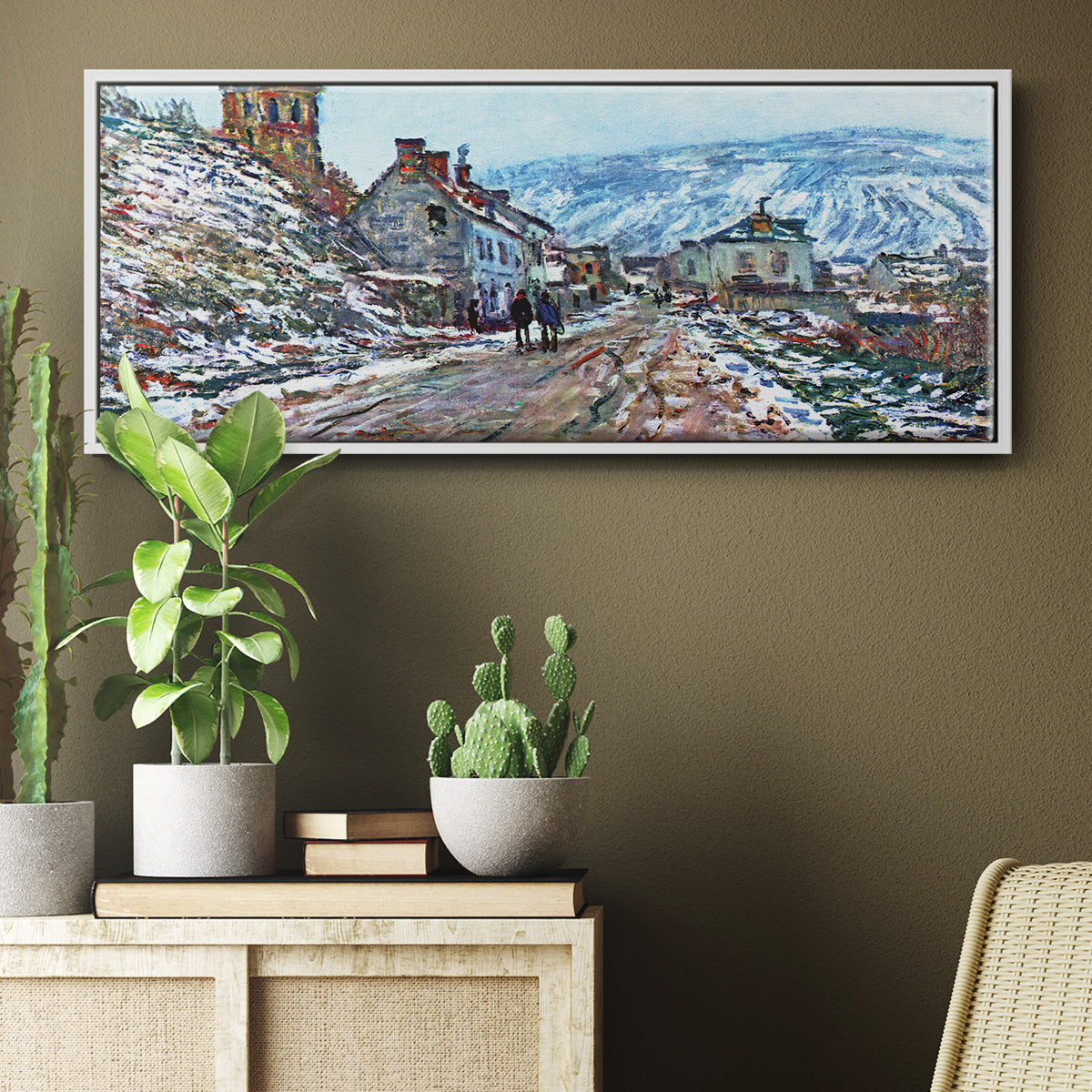 Road to Vétheuil in Winter - Floater Framed Canvas Print