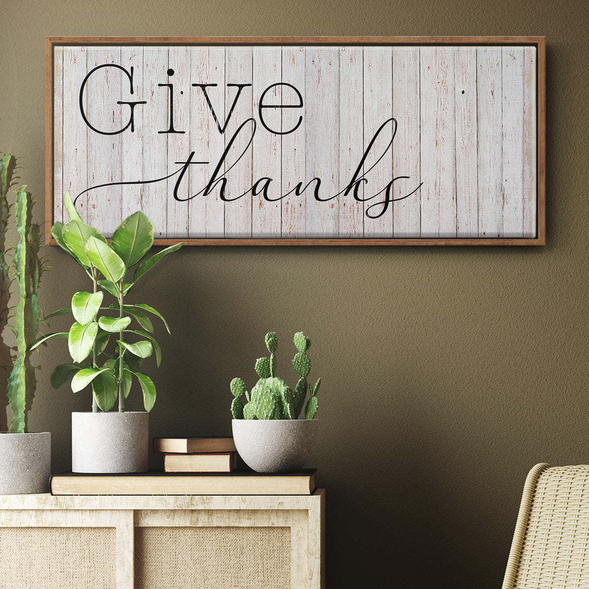 Give Thanks - Floater Framed Canvas Print