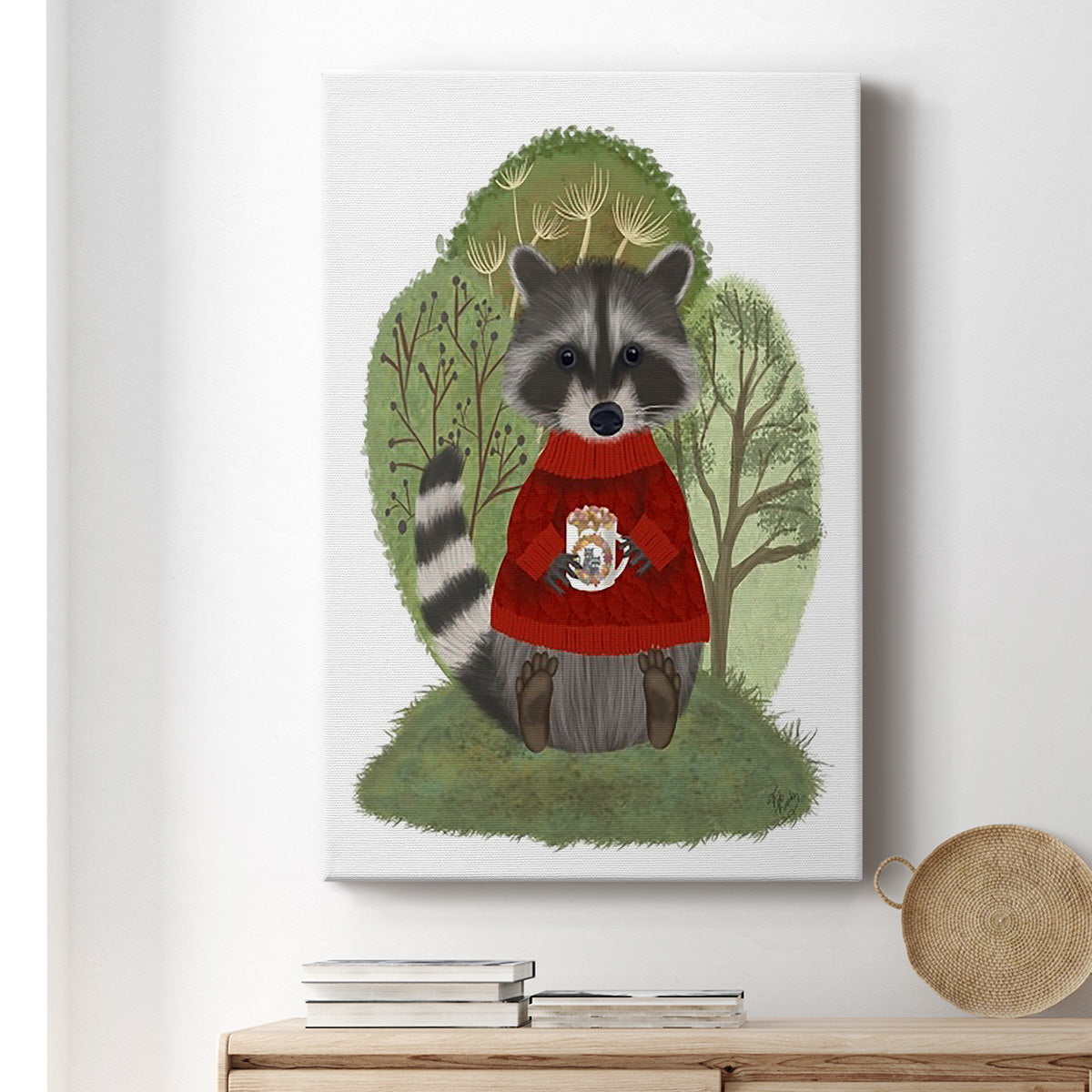 Hot Chocolate Raccoon - Canvas Art Print