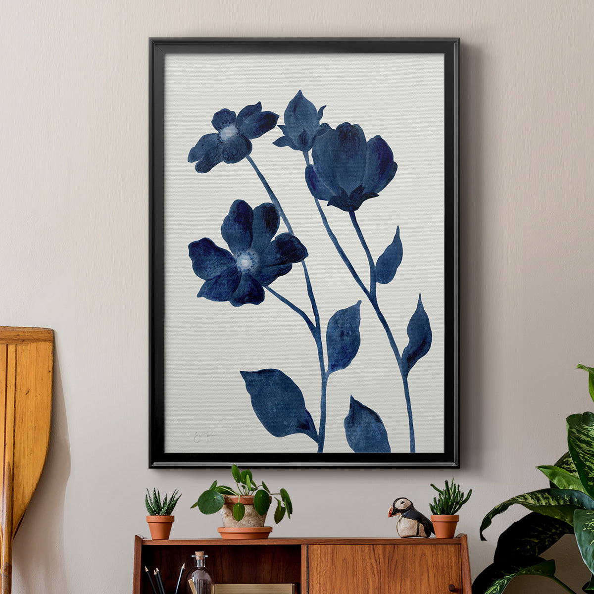Indigo Bloom I - Modern Framed Canvas Print
