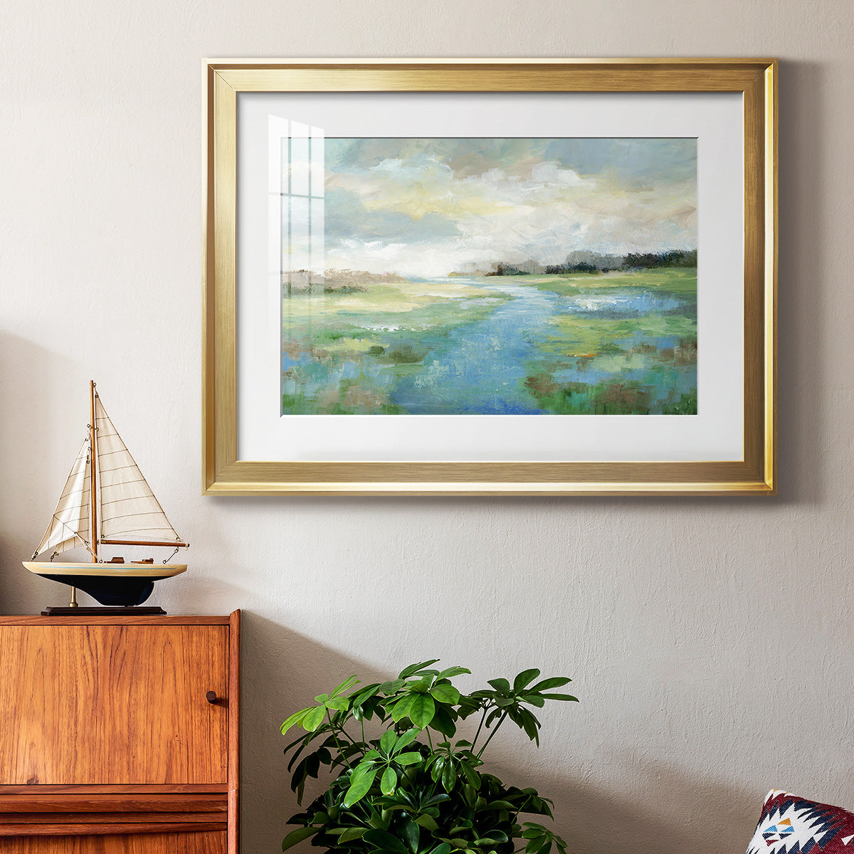 Winding Stream - Modern Framed Art Print