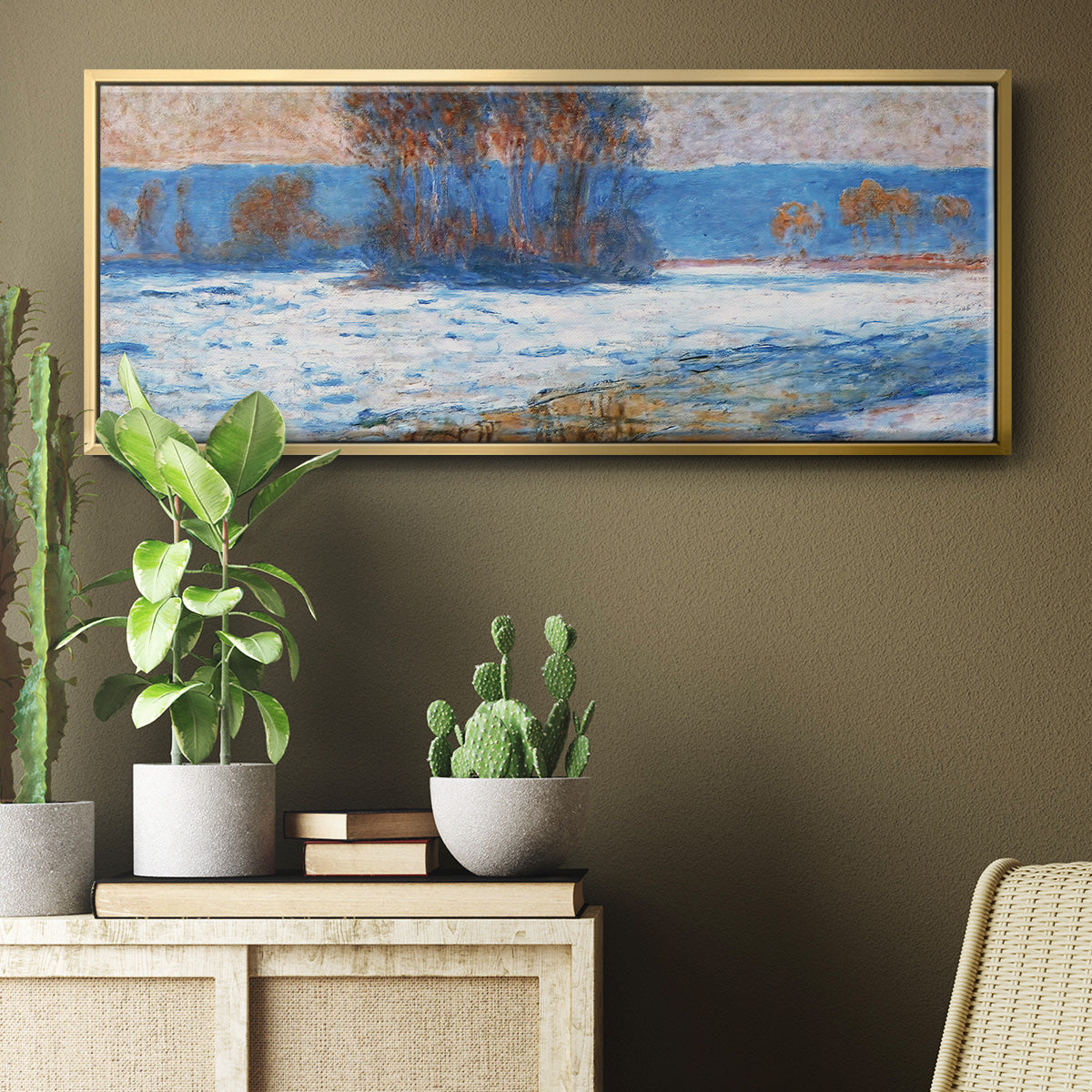 The Seine at Bennecourt in Winter, 1893 - Floater Framed Canvas Print