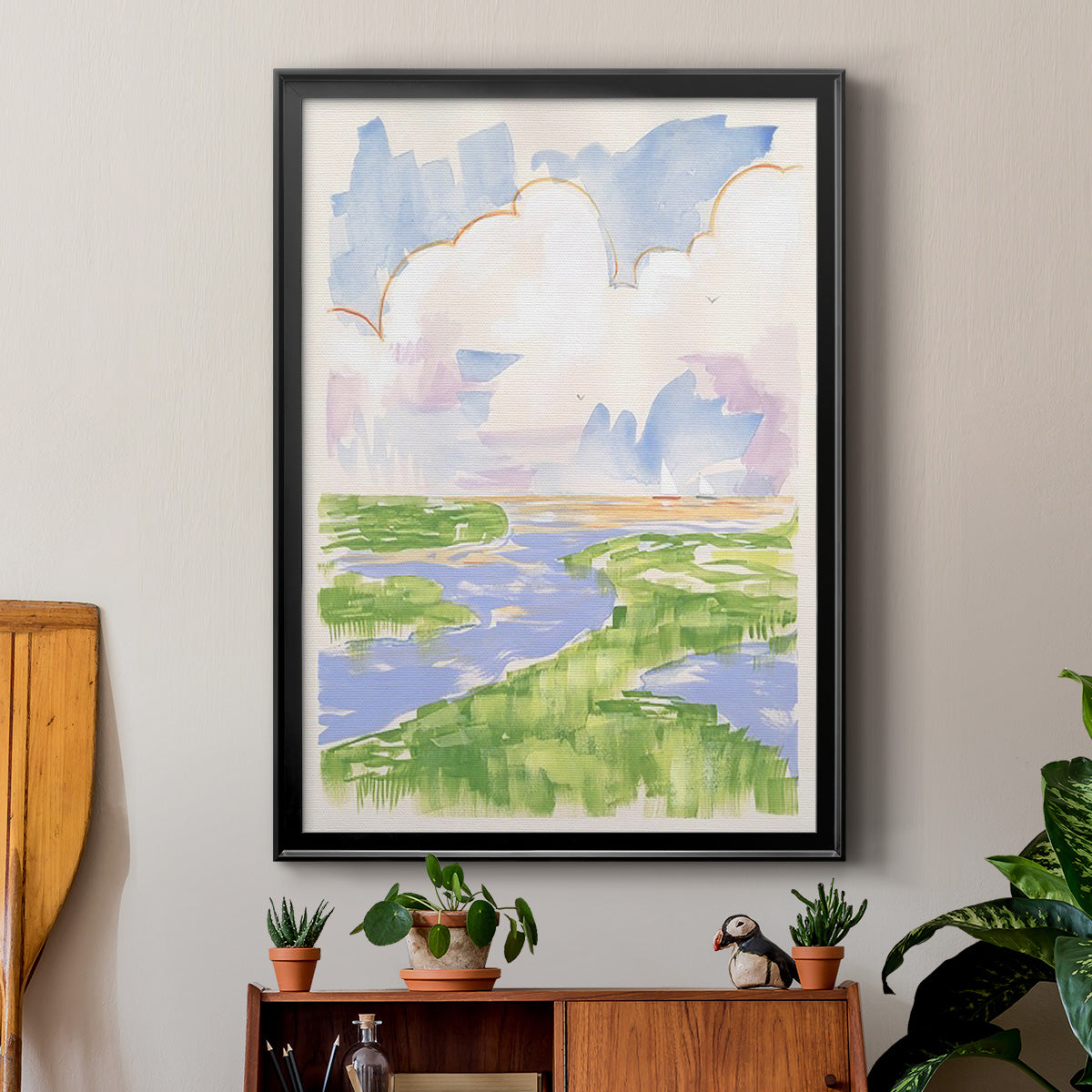 Low Country River Vista II - Modern Framed Canvas Print