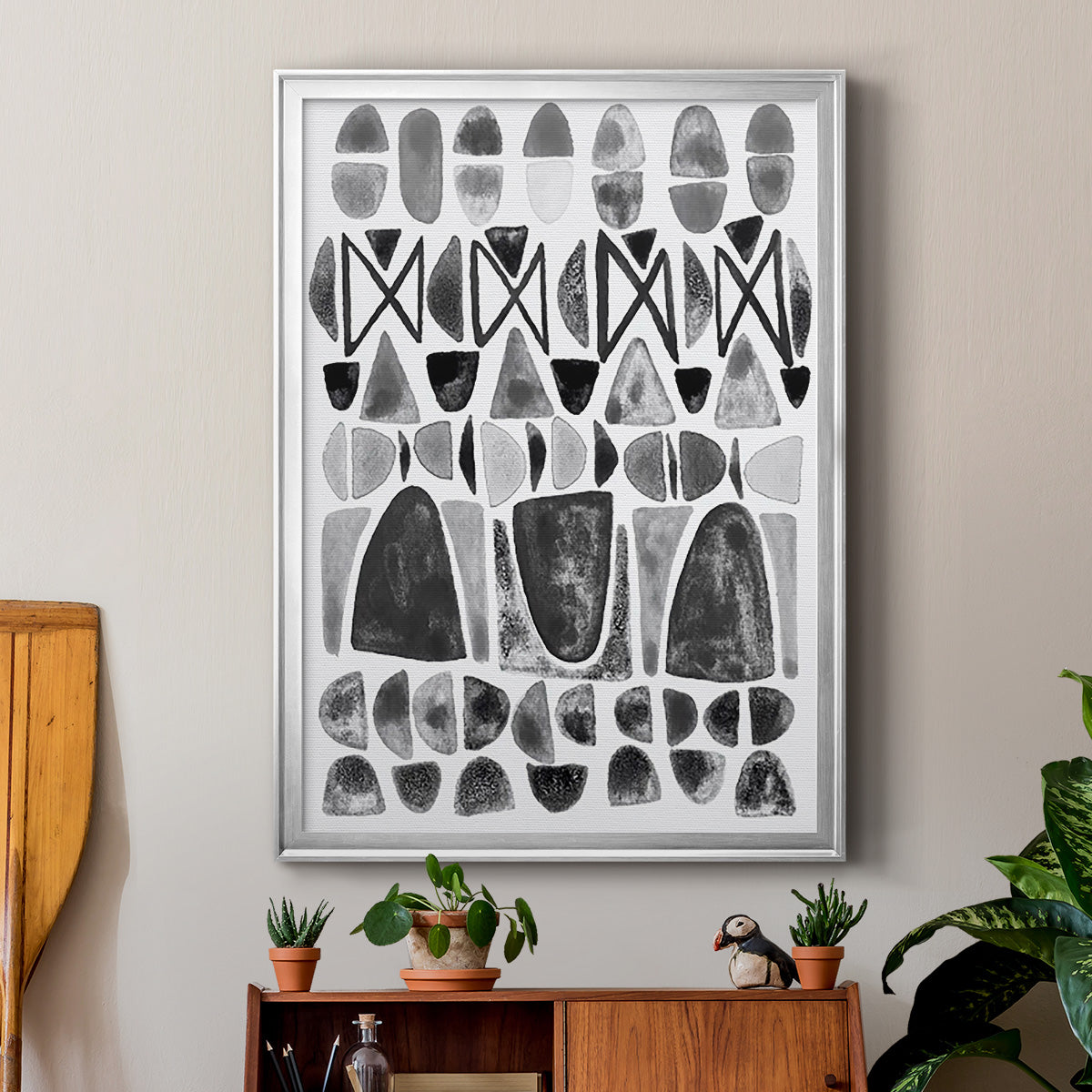 Grey Arches III - Modern Framed Canvas Print