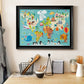 Children's World Map Premium Classic Framed Canvas - Ready to Hang