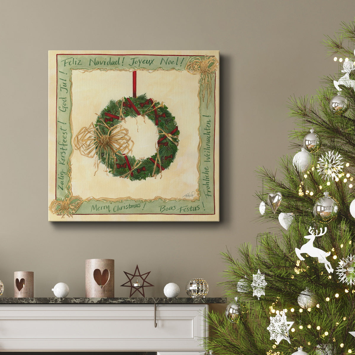 Raffia Wreath II-Premium Gallery Wrapped Canvas - Ready to Hang