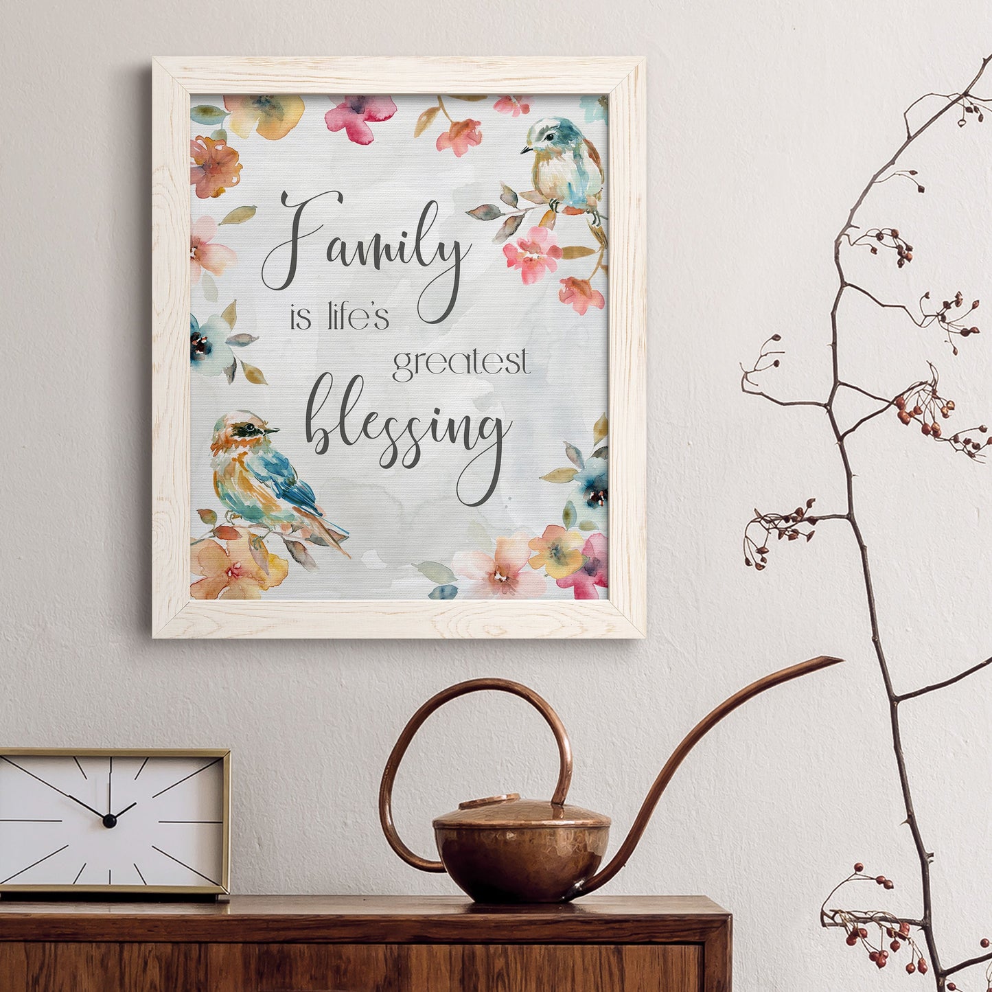 Spring Bird Blessing - Barnwood Framed Canvas Print