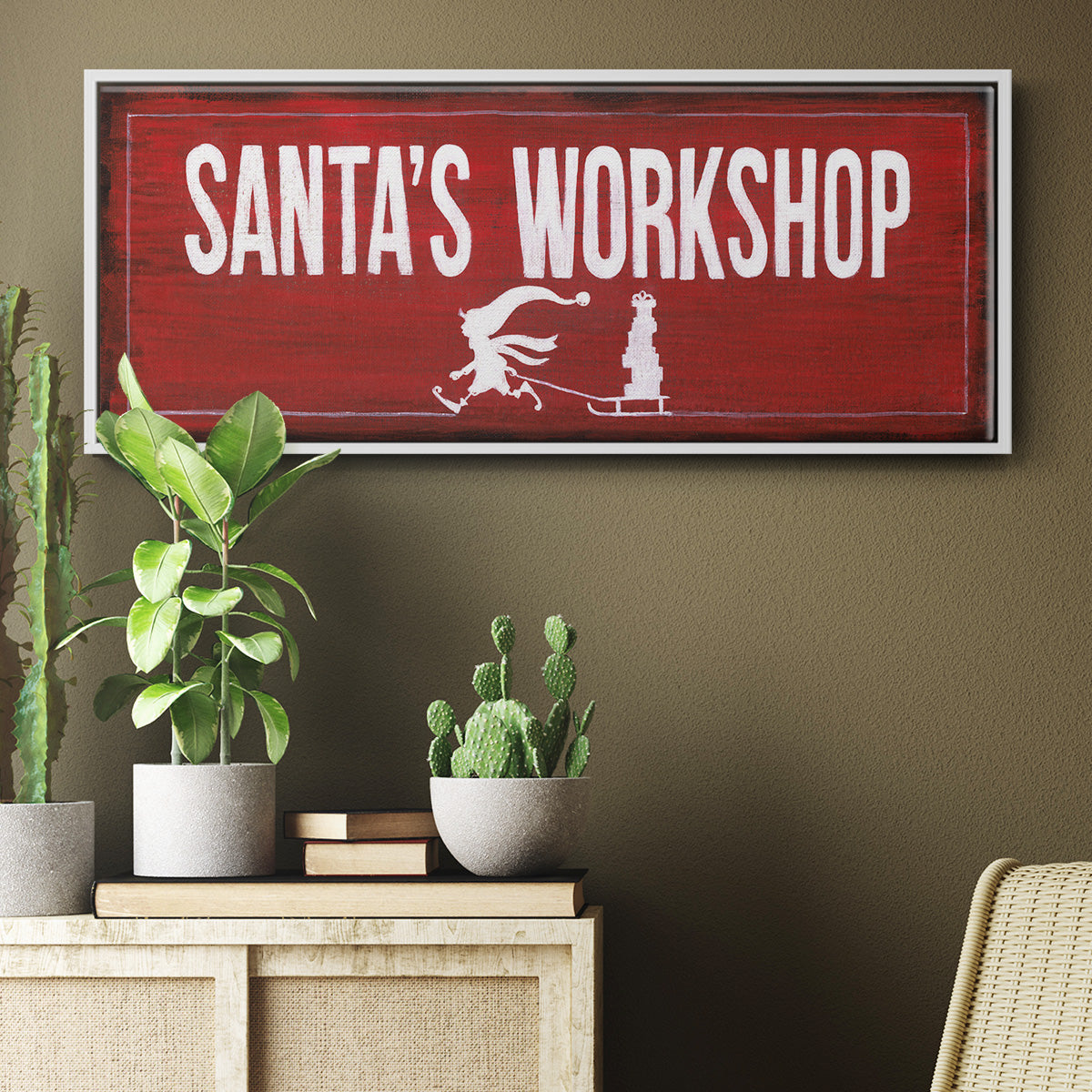 Santa's Workshop - Floater Framed Canvas Print