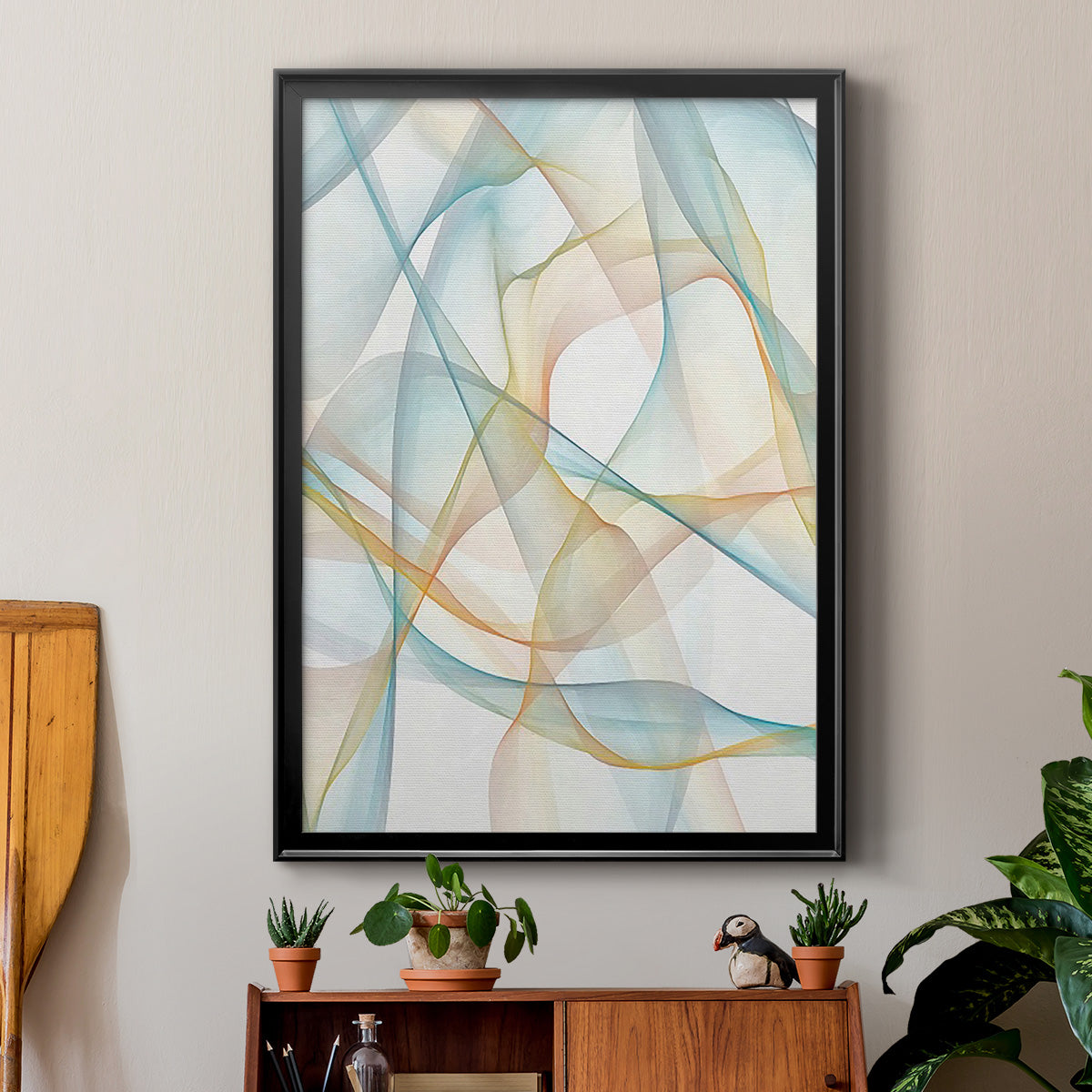 Curves and Waves III - Modern Framed Canvas Print